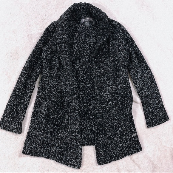 EDDIE BAUER | Lounge Black Open Front Cardigan - Picture 2 of 5